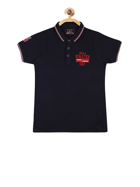 

Monte Carlo Boys Navy Blue & Red Embroidered Polo Collar T-shirt