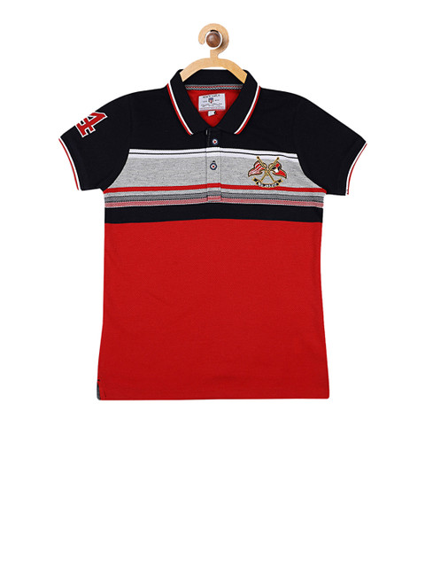 

Monte Carlo Boys Red & Black Colourblocked Polo Collar T-shirt
