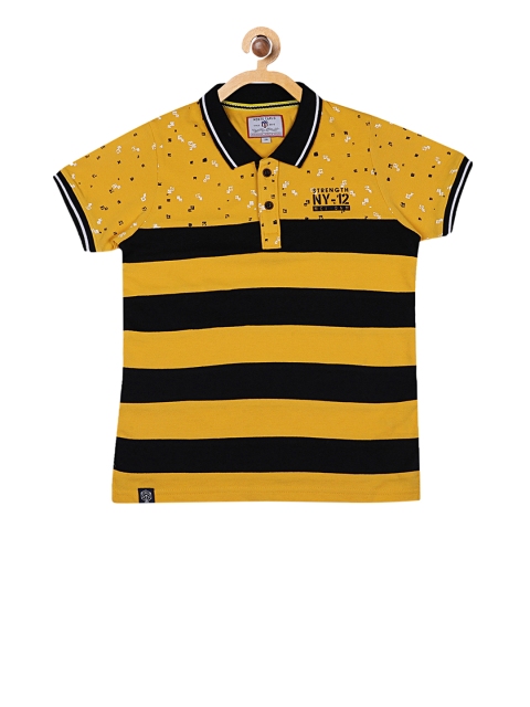 

Monte Carlo Boys Mustard Yellow & Black Striped Polo Collar T-shirt