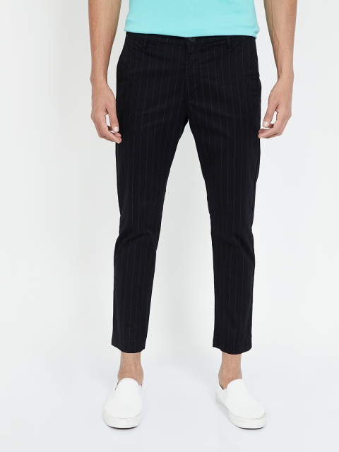 

Fame Forever by Lifestyle Men Black Slim Fit Striped Regular Trousers