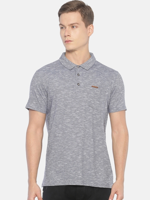 

Steenbok Men Grey Melange Solid Polo Collar T-shirt