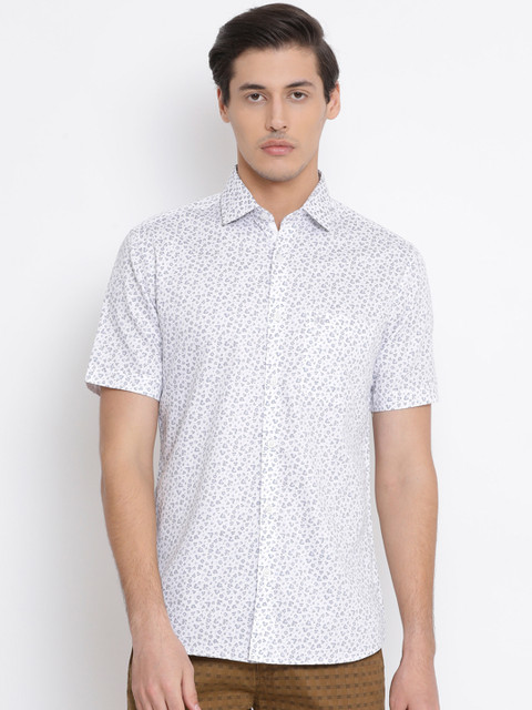 

Crimsoune Club Men White & Grey Slim Fit Printed Casual Shirt