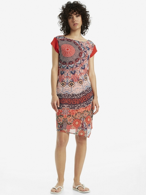 

Desigual Women Red & Grey Printed Sheath Dress