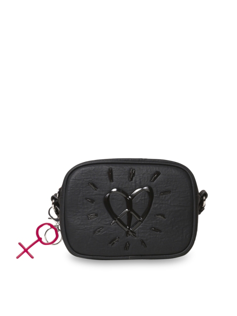 

Desigual Women Black Sling Bag with Embellishments