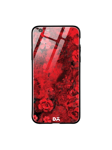 

DailyObjects Red & Black Marble Flowers iPhone 6S Glass Mobile Case