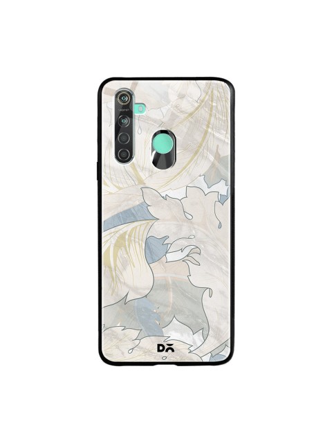 

DailyObjects Grey & Blue Marble Leaves Oppo Realme 5 Glass Case