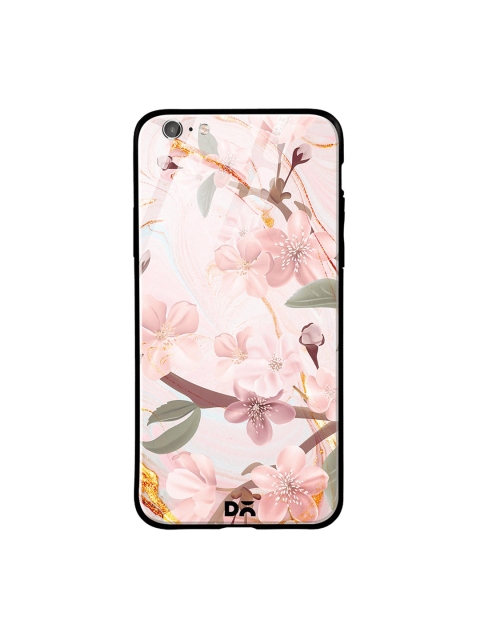 

DailyObjects Pink & Green Marble Flowers iPhone 6S Glass Case
