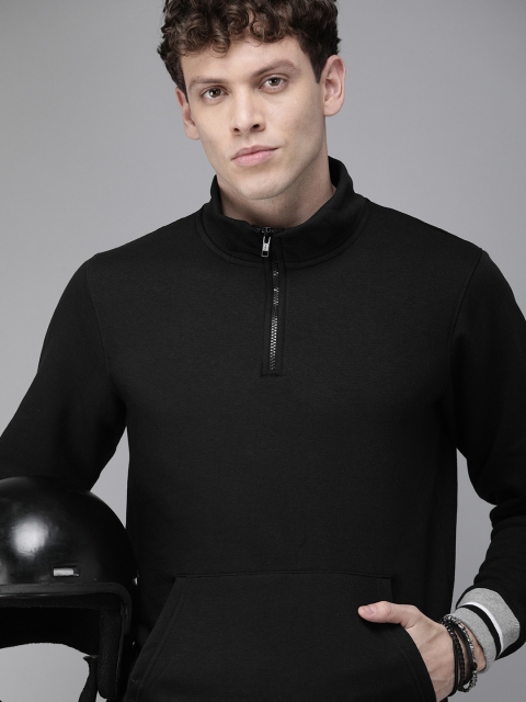 

Roadster Men Black Solid Sweatshirt