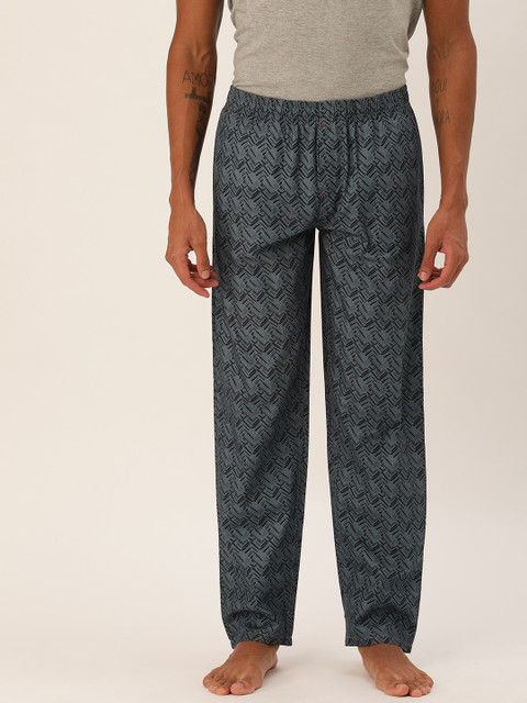 

The Indian Garage Co Men Black & Blue Printed Lounge Pants