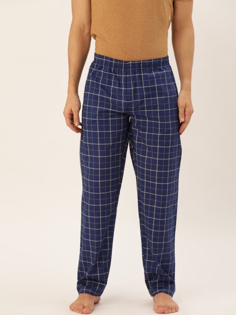 

The Indian Garage Co Navy Blue & Grey Checked Lounge Pants