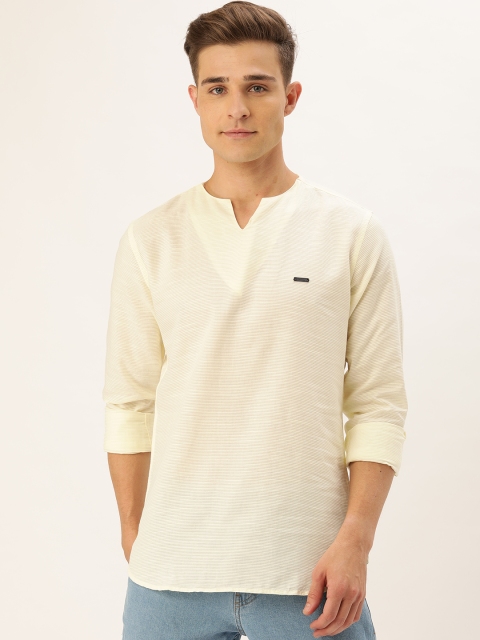 

The Indian Garage Co Men Cream-Coloured Solid Straight Kurta