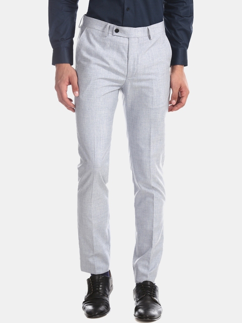 

Arrow Men Grey Slim Fit Checked Regular Trousers
