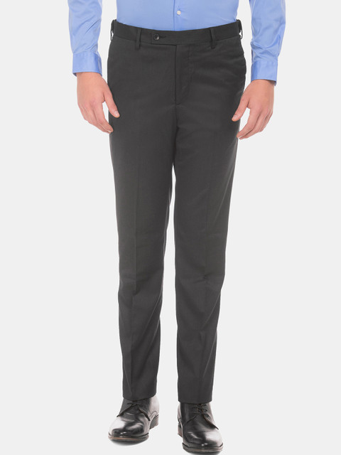 

Arrow Men Black Tapered Fit Solid Regular Trousers