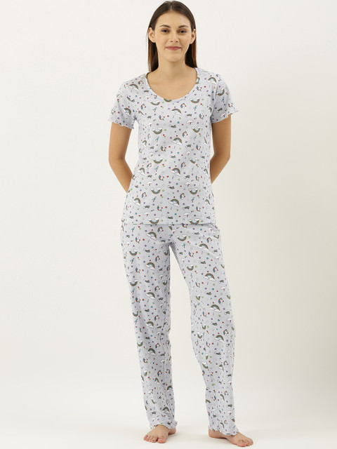 

Slumber Jill Women Grey Printed Night suit