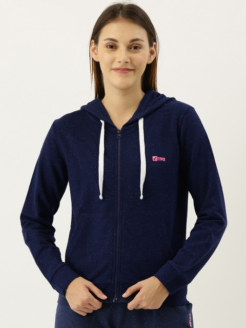 

Slumber Jill Women Navy Blue Solid Hooded Sweatshirt