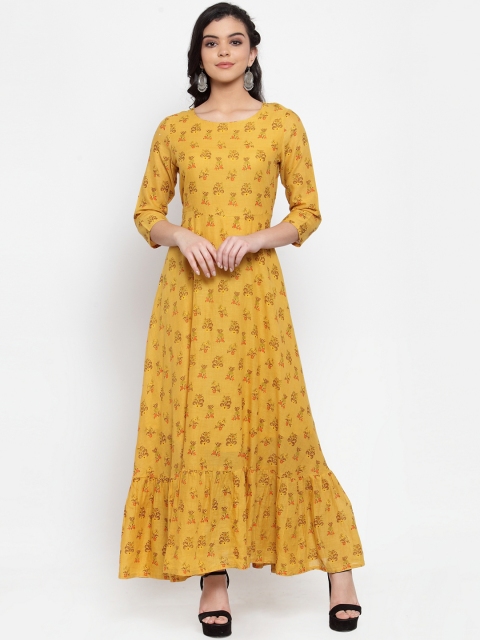 

ANAISA Women Yellow Printed Maxi Dress