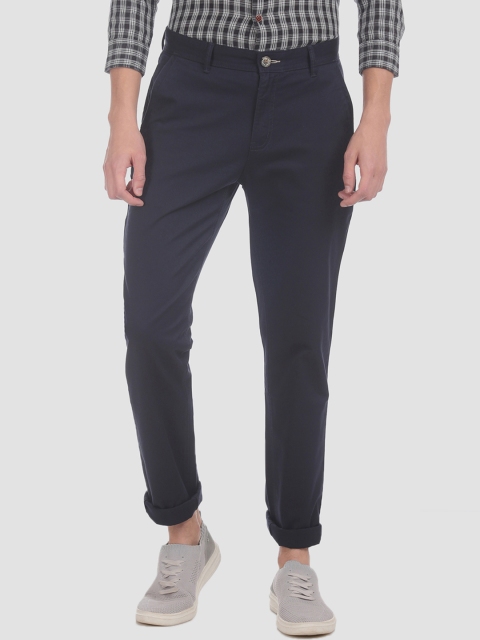 

RUF & TUF Men Navy Blue Slim Fit Solid Regular Trousers