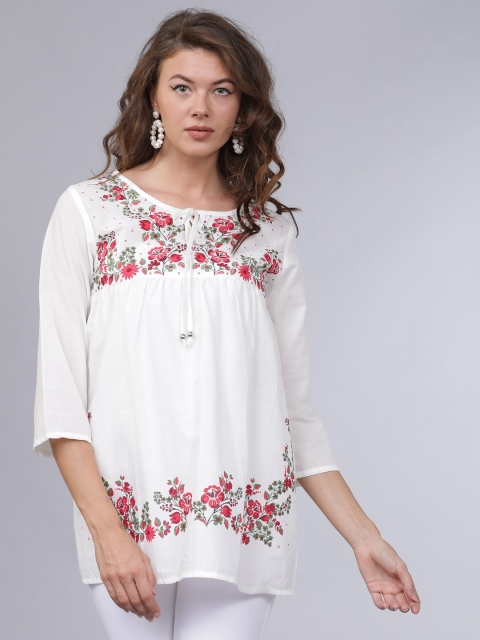 

Mumbai Slang Chic Women Off-White Printed A-Line Top