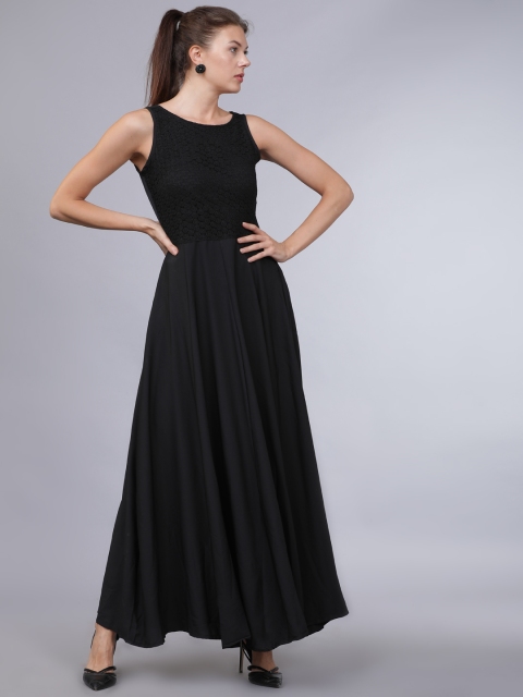 

Mumbai Slang Chic Women Black Self Design Maxi Dress