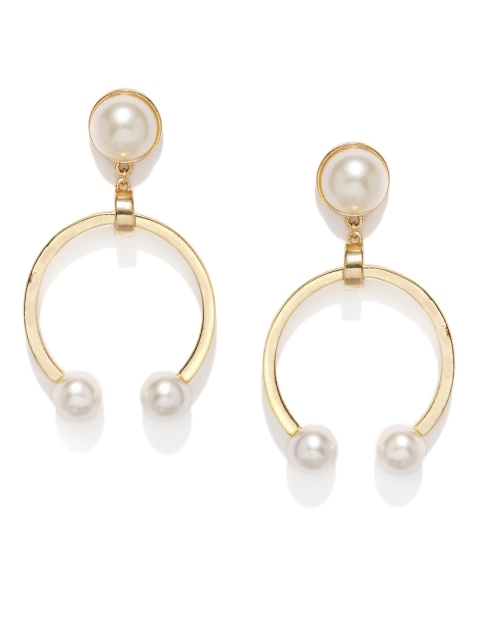 

DressBerry Gold-Toned & White Drop Earrings
