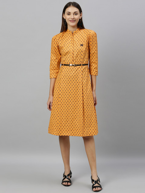 

ETIQUETTE Women Orange Printed A-Line Dress