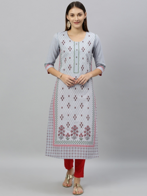 

ETIQUETTE Women Blue Printed Straight Kurta