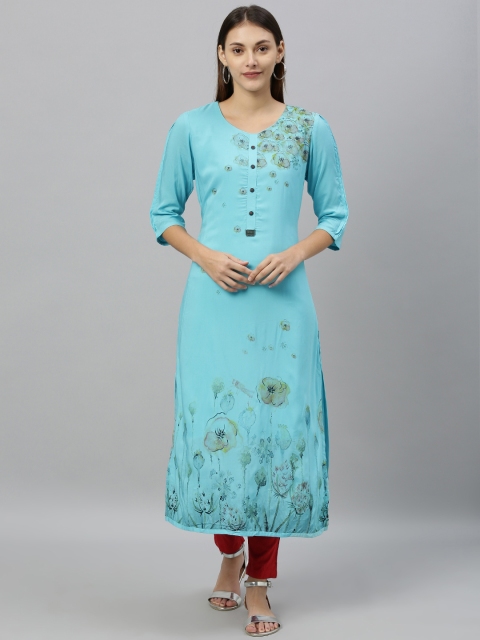 

ETIQUETTE Women Blue Printed Straight Kurta