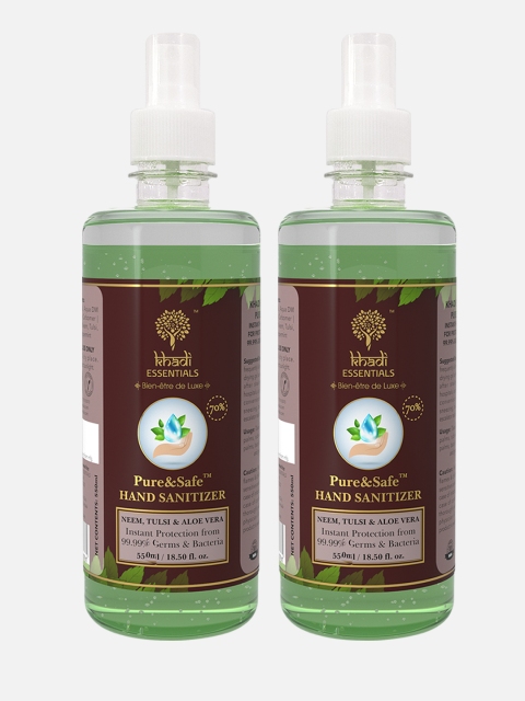 

Khadi Essentials Pure&Safe Instant Hand Sanitizer Spray Pack of 2 with Aloe Vera, Green