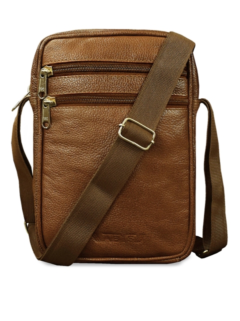 

ABYS Unisex Tan Brown Solid Leather Messenger Bag