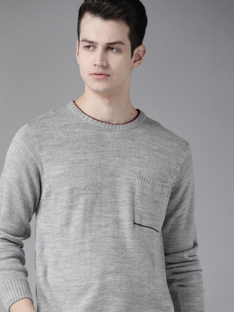 

Roadster Men Grey Melange Solid Acrylic Sweater