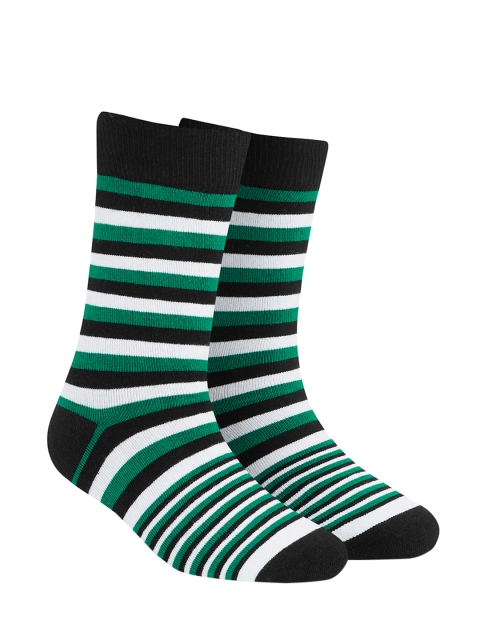 

Dynamocks Unisex Black & Green Striped Anti-Bacterial Calf-Length Socks