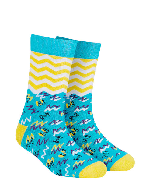 

Dynamocks Unisex Blue & Yellow Printed Calf-Length Socks