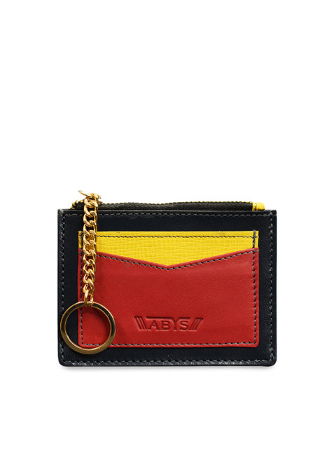 

ABYS Unisex Black & Red Colourblocked Leather Card Holder