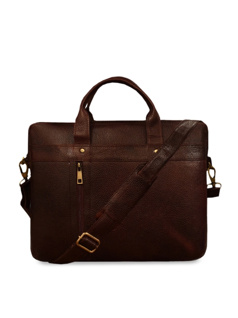

ABYS Unisex Brown Solid Leather Laptop Bag