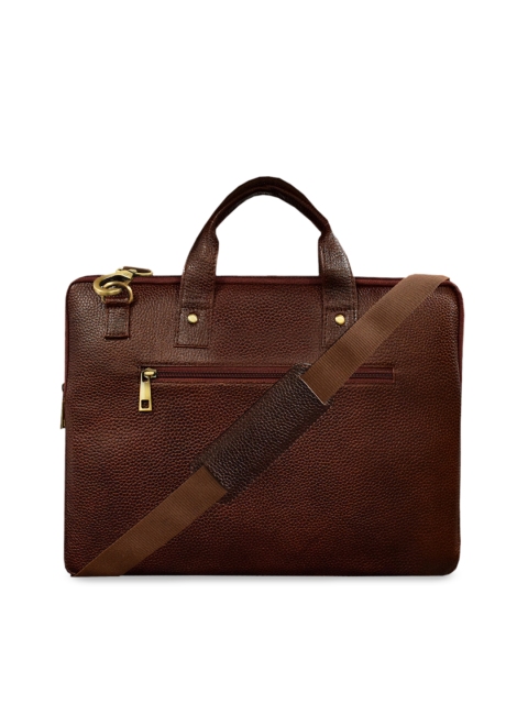 

ABYS Unisex Brown Solid Leather Laptop Bag