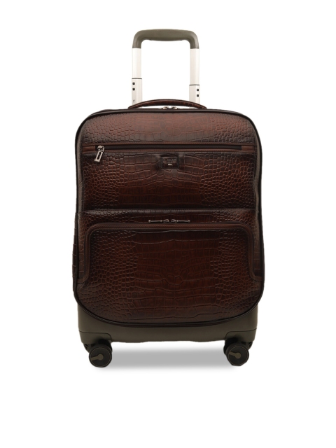 

Da Milano Unisex Brown Textured Leather Soft-Sided Cabin Trolley Suitcase