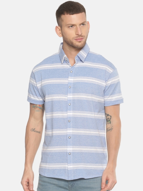 

T-Tog Men Blue & White Slim Fit Striped Casual Shirt