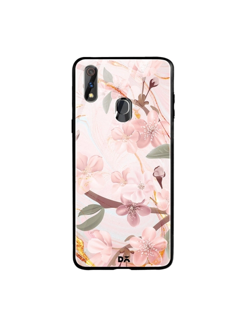 

DailyObjects Pink & Gold-Toned Marble Flowers Oppo Realme 3 Pro Glass Mobile Case
