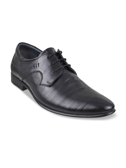 

Metro Men Black Textured Leather Formal Derbys