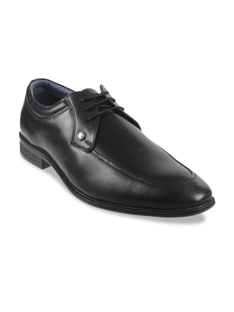 

Metro Men Black Textured Leather Formal Derbys