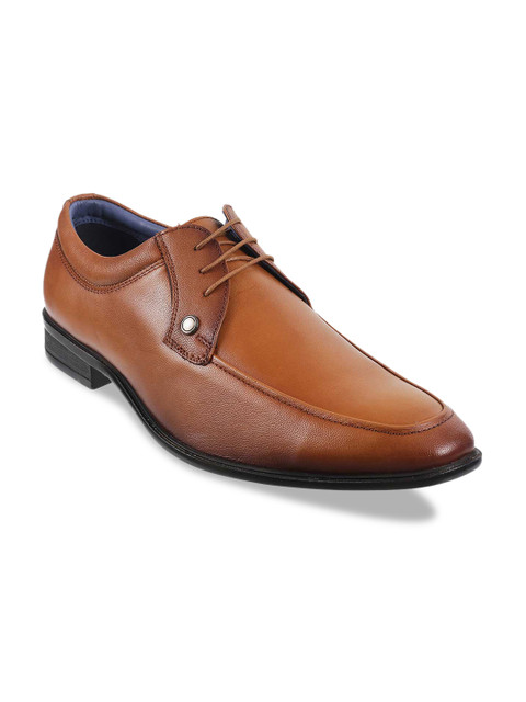 

Metro Men Tan Brown Solid Leather Formal Derbys