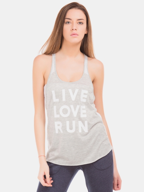 

Aeropostale Women Grey Melange Printed Tank Top
