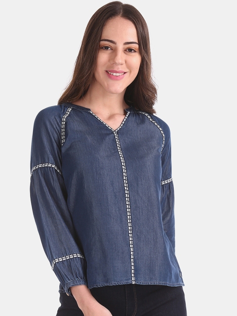 

U.S. Polo Assn. Women Blue Solid Top