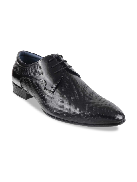 

Metro Men Black Textured Leather Formal Derbys
