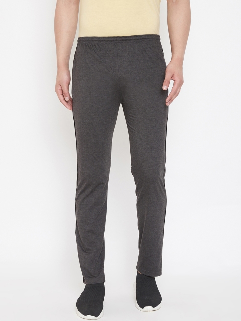 

Okane Men Grey Solid Straight-Fit Track Pants