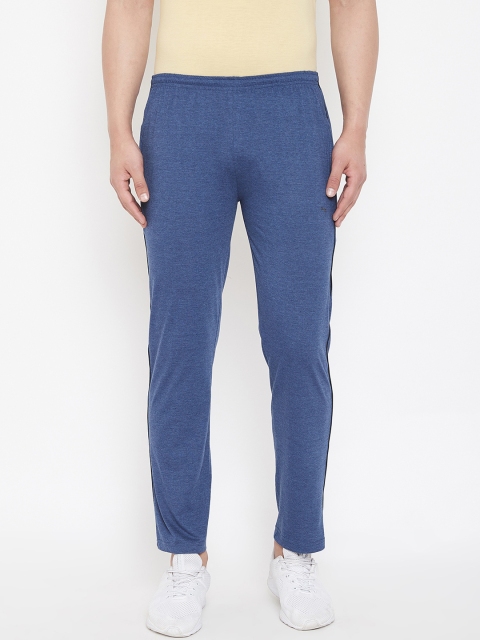

Okane Men Blue Solid Straight-Fit Track Pants