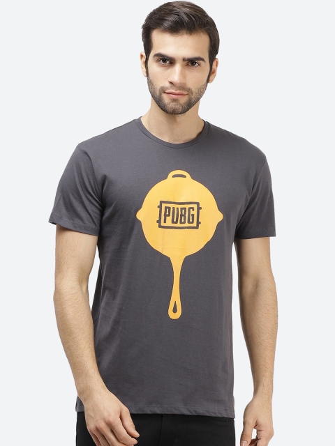 

Free Authority Men Charcoal Grey PUBG Printed Round Neck T-shirt