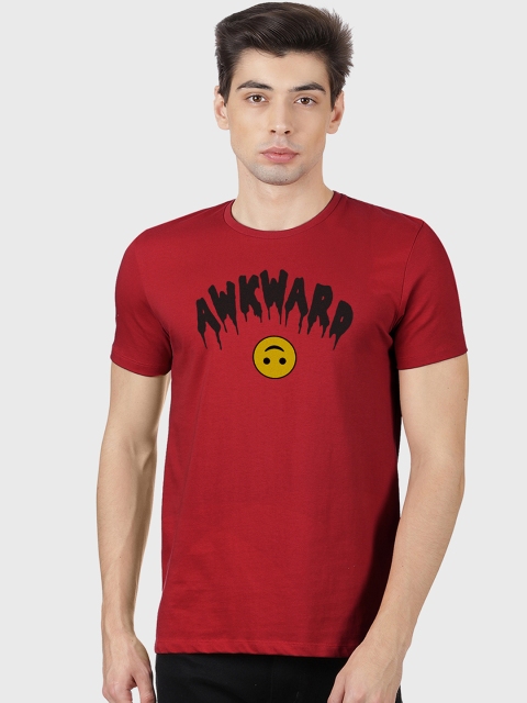 

Free Authority Men Red Emoji Printed Round Neck T-shirt