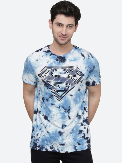 

Free Authority Men Blue Superman Printed Round Neck T-shirt