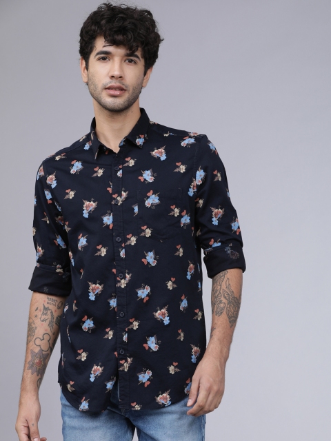 

HIGHLANDER Men Navy Blue Slim Fit Printed Casual Shirt